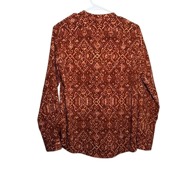 Calvin Klein Blouse Women's Small V-Neck Printed Long Sleeve Button Up Top - Picture 6 of 10